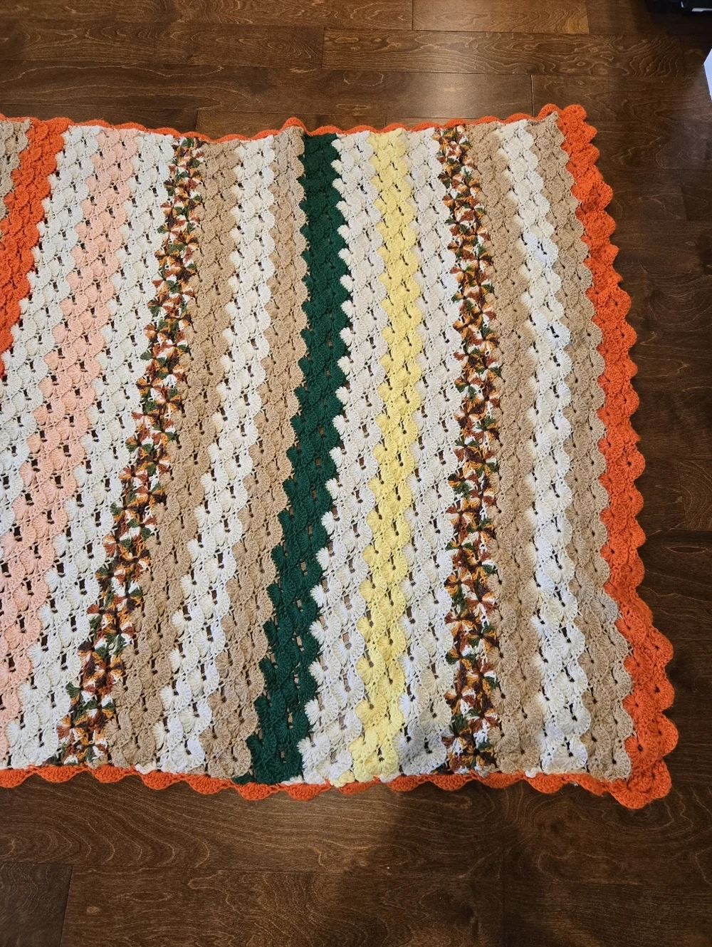 Crochet Knit Handmade Afghan Throw Blanket Beautiful Fall Warm Snuggles 90x50